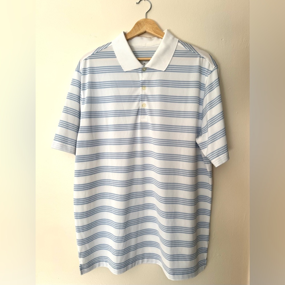 Nike Golf Men’s Tour Performance DRI-FIT White and Blue Striped Polo Shirt